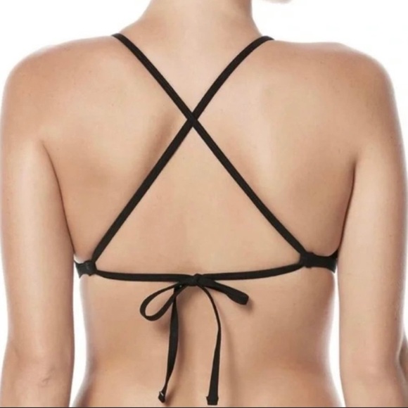 NWOT Nike High-Neck Mesh Cross-back Tie Bikini Top Black‎ XL - Picture 3 of 10